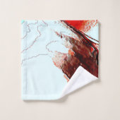 Robuuste lichte cyaan en sterk rood bad handdoek (Wasdoekje)