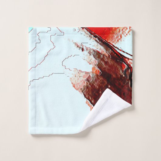 Robuuste lichte cyaan en sterk rood bad handdoek (Wasdoekje)