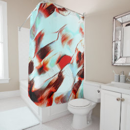 Robuuste lichte cyaan en sterk rood douchegordijn