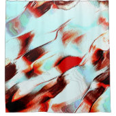 Robuuste lichte cyaan en sterk rood douchegordijn (Voorkant)