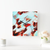 Robuuste lichte cyaan en sterk rood vierkante klok (Huis)