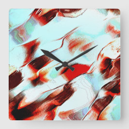 Robuuste lichte cyaan en sterk rood vierkante klok