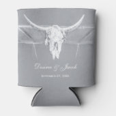 Robuuste lichte grijze witte Westerne Koe schedel  Blikjeskoeler (Voorkant)