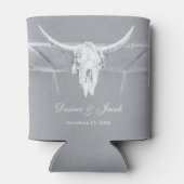 Robuuste lichte grijze witte Westerne Koe schedel  Blikjeskoeler (Achterkant)