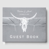 Robuuste lichte grijze witte Westerne Koe schedel  Gastenboek (Voorkant)
