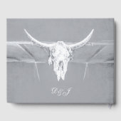 Robuuste lichte grijze witte Westerne Koe schedel  Gastenboek (Achterkant)