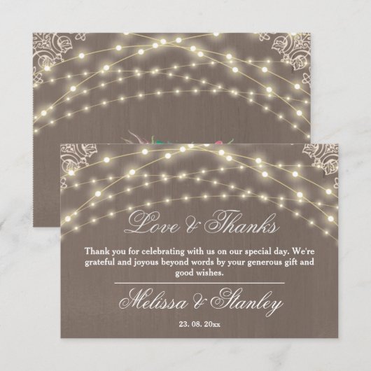 Robuuste lichte kalligrafie van het Koord van het  Bedankkaart (Voorkant / Achterkant)