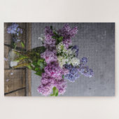 Robuuste Lila Floral Bouquet in de glazen vaas Legpuzzel (Horizontaal)