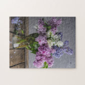 Robuuste Lila Floral Bouquet in de glazen vaas Legpuzzel (Horizontaal)