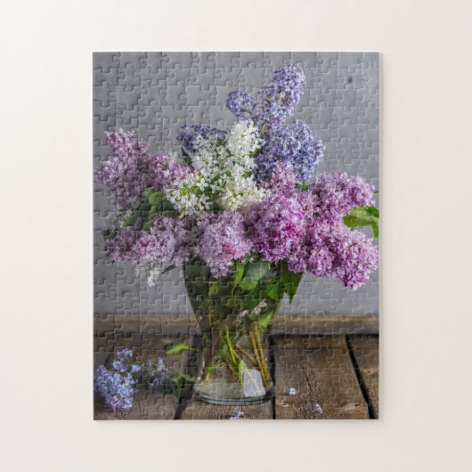 Robuuste Lila Floral Bouquet in de glazen vaas Legpuzzel (Verticaal)