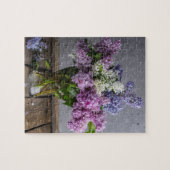 Robuuste Lila Floral Bouquet in de glazen vaas Legpuzzel (Horizontaal)