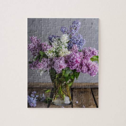 Robuuste Lila Floral Bouquet in de glazen vaas Legpuzzel (Verticaal)