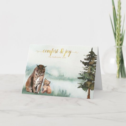 Robuuste Lynx-serie Kerstmis Feestdagen Kaart (Voorkant)