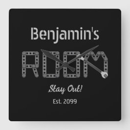 Robuuste Manly Tiener's Boy's Room Wall Clock Vierkante Klok