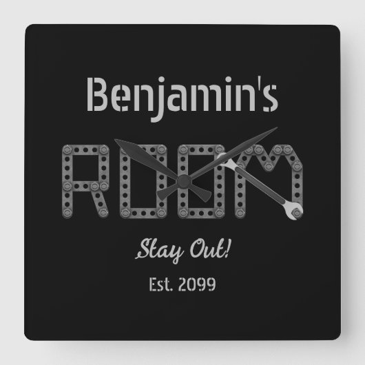 Robuuste Manly Tiener's Boy's Room Wall Clock Vierkante Klok (Voorkant)