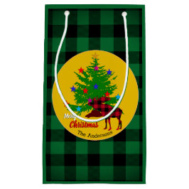 Robuuste mazen, kerstboom, familienaam, speldenban klein cadeauzakje