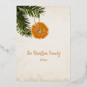 Robuuste, met kerstbomen gedroogde citrusvruchten folie feestdagenkaart (Achterkant)