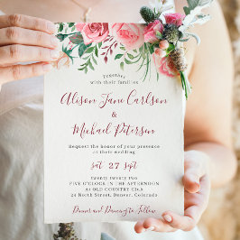 Robuuste moderne florale waterverf bruidebruiloft kaart