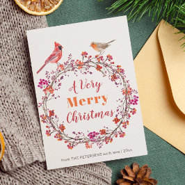 Robuuste moderne holly-bessen kerstmis met simpele feestdagenkaart