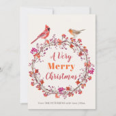 Robuuste moderne holly-bessen kerstmis met simpele feestdagenkaart (Voorkant)