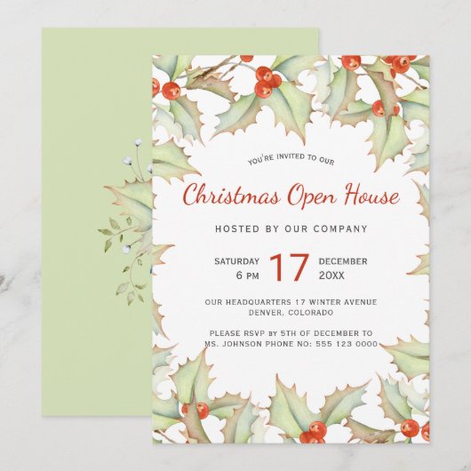 Robuuste moderne kerstopening met florale winter (Voorkant / Achterkant)