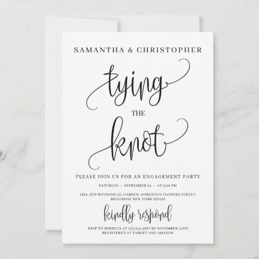 Robuuste moderne typografie die het knoop-verlovin kaart (Voorkant)