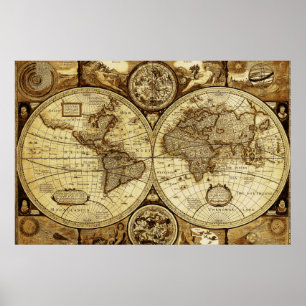 Robuuste mooie  wereldkaart poster