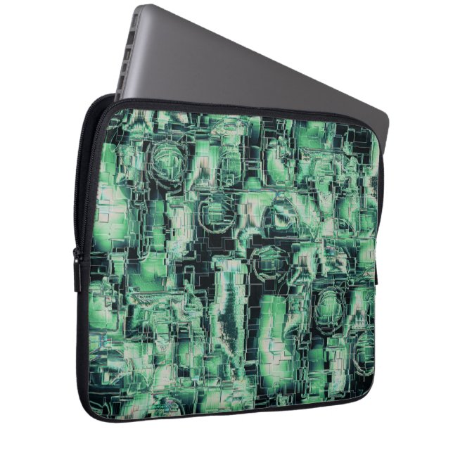 Robuuste mozaïek van abstract afbeelding, met groe laptop sleeve (Voorkant Rechts)
