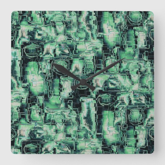 Robuuste mozaïek van abstract afbeelding, met groe vierkante klok (Voorkant)