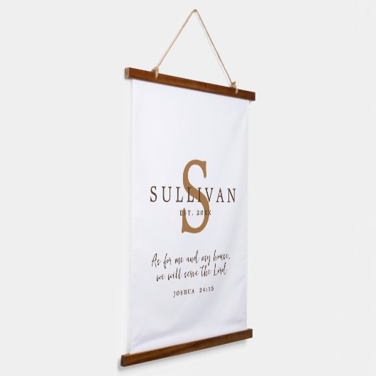 Robuuste naam Christelijke scriptmonogram Hangend Wandkleed (Gebogen)