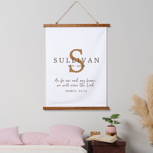 Robuuste naam Christelijke scriptmonogram Hangend Wandkleed (Slaapkamer)