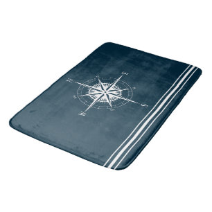 Robuuste Nautical Compass met Stripes Badmat