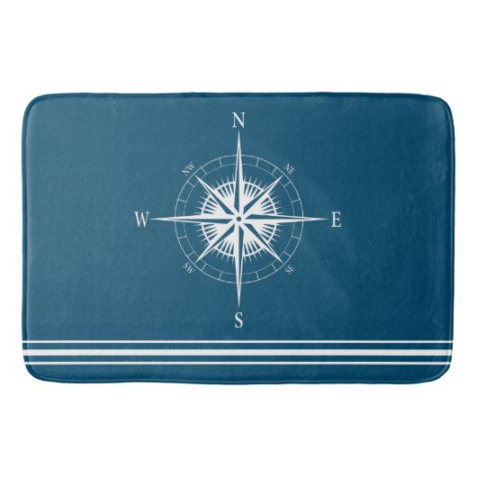 Robuuste Nautical Compass met Stripes Badmat (Voorkant)