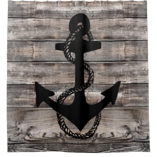 Robuuste nautische achtergrond met ANCHOR | Douchegordijn (Voorkant)