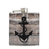 Robuuste nautische achtergrond met ANCHOR | Heupfles (Voorkant)