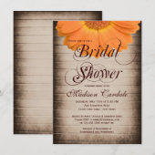 Robuuste Oranje Daisy Bridal Shower-uitnodigingen Kaart (Voorkant / Achterkant)