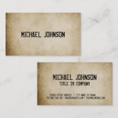 Robuuste , oude papierstijl met gegraveerde letter visitekaartje (Voorkant / Achterkant)