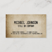 Robuuste , oude papierstijl met gegraveerde letter visitekaartje (Achterkant)