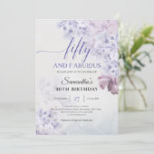 Robuuste paarse bloemen, vijftig en geweldig kaart (Staand voorkant)