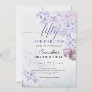 Robuuste paarse bloemen, vijftig en geweldig kaart