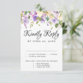 Robuuste Paarse en witte RSVP-kaart, maaltijdoptie RSVP Kaartje (Staand voorkant)