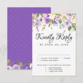 Robuuste Paarse en witte RSVP-kaart, maaltijdoptie RSVP Kaartje (Voorkant / Achterkant)