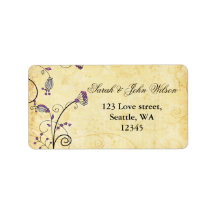 Robuuste paarse florale, retour address labed