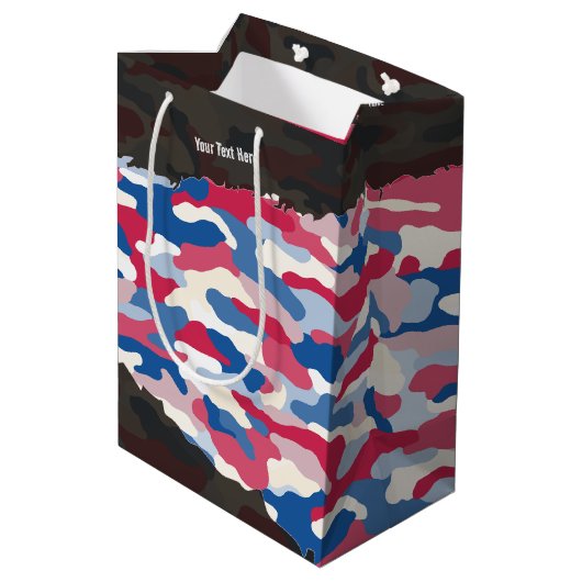Robuuste patriottische camouflage gepersonaliseerd medium cadeauzakje (Achterkant Gekanteld)
