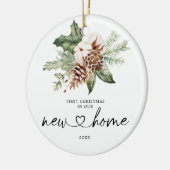 Robuuste pine eerste Kerstmis in ons nieuwe thuisc Keramisch Ornament (Links)