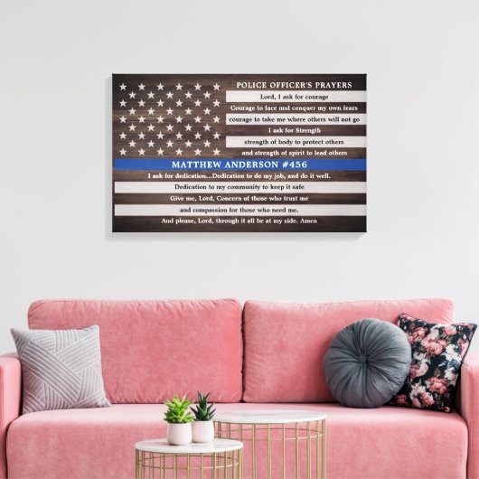 Robuuste politiefunctionarissen gebeden met een bl canvas afdruk (Insitu (Woonkamer))