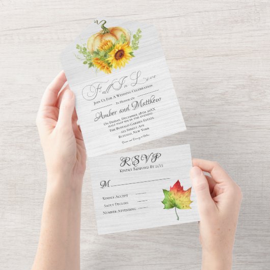 Robuuste pompoen en zonnebloemen die allemaal in é all in one uitnodiging (Afscheurbaar)
