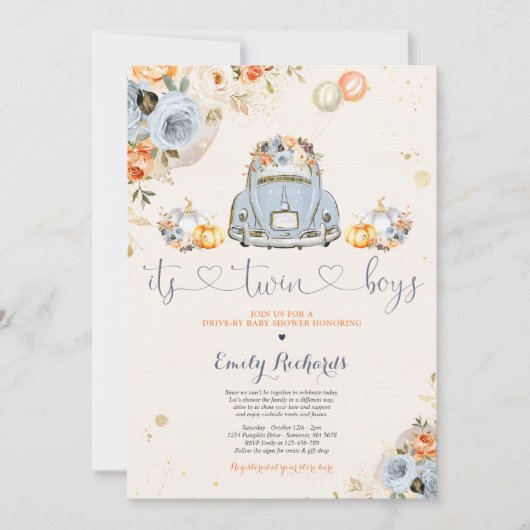 Robuuste pompoen met twee pompoenen per Baby showe Kaart (Voorkant)