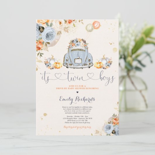 Robuuste pompoen met twee pompoenen per Baby showe Kaart (Staand voorkant)