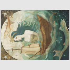 Robuuste primitieve vrouw met ontkoppeling van vis tissuepapier